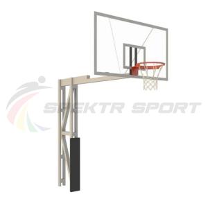 Купить Стойка баскетбольная уличная с защитой, щитом из оргстекла, аморт. кольцом и сеткой, вынос 325 см в Багратионовске 